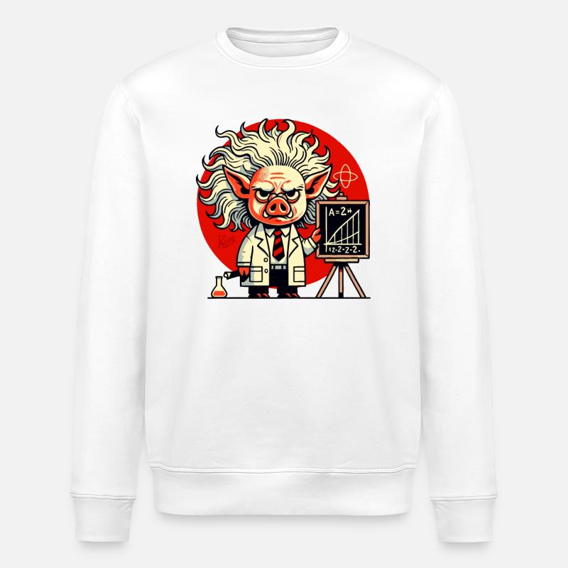 Genie Albert Schweinstein Schwein Wissenschaftler - Stanley/Stella Unisex Bio-Sweatshirt ROLLER - Weiß
