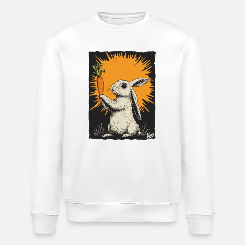 Hase mit Karotte - Stanley/Stella Unisex Bio-Sweatshirt ROLLER - Weiß