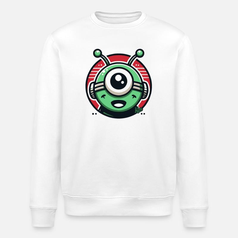 Freundlicher Alien-Cyclops - Stanley/Stella Unisex Bio-Sweatshirt ROLLER - Weiß