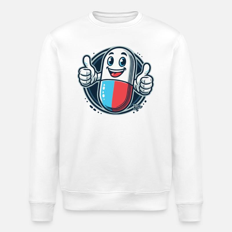 Pouce levé, pilule médicinale heureuse - Sweat bio ROLLER Stanley/Stella Unisexe - blanc