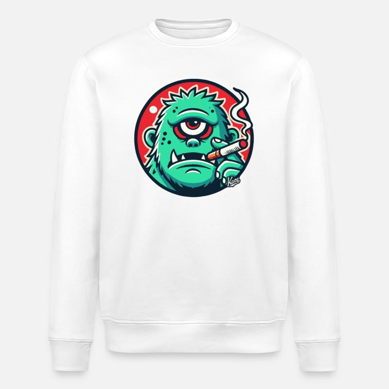 Cooler grüner Monster-Typ - Stanley/Stella Unisex Bio-Sweatshirt ROLLER - Weiß