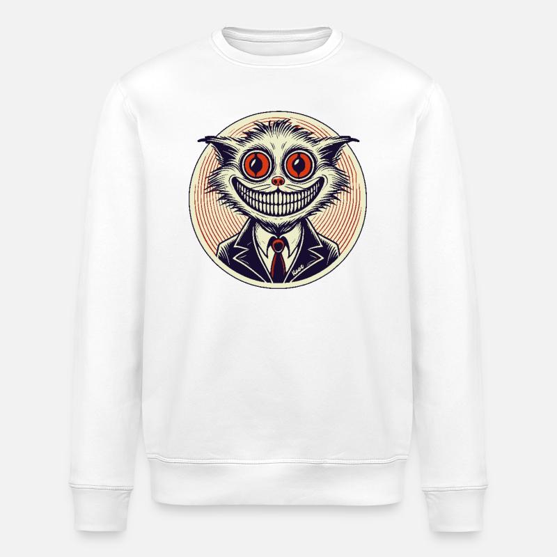 Horror-Grinsen-Katze - Stanley/Stella Unisex Bio-Sweatshirt ROLLER - Weiß