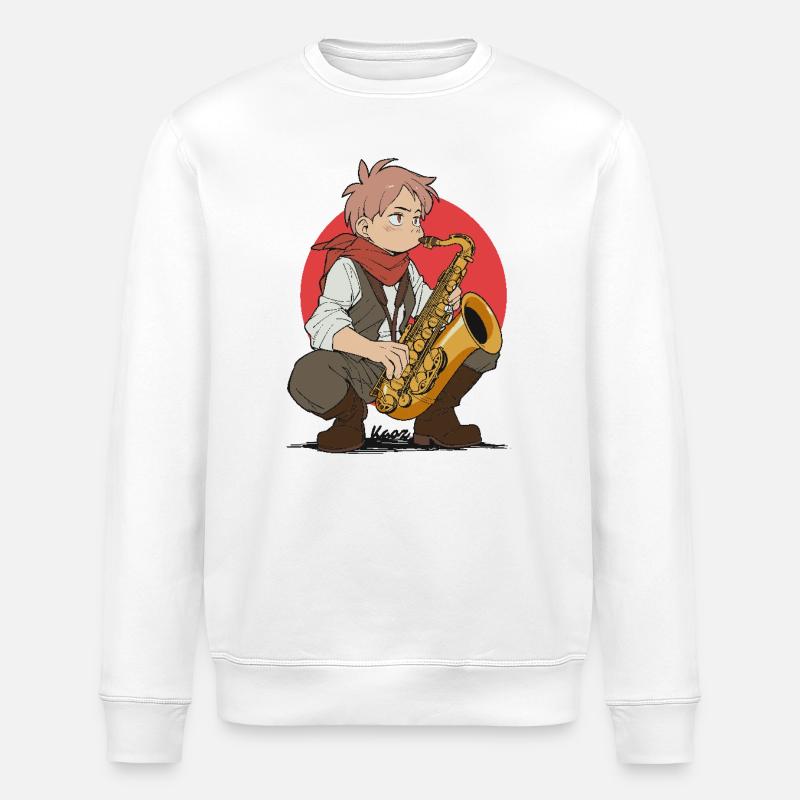 Un garçon joue du saxophone - Sweat bio ROLLER Stanley/Stella Unisexe - blanc