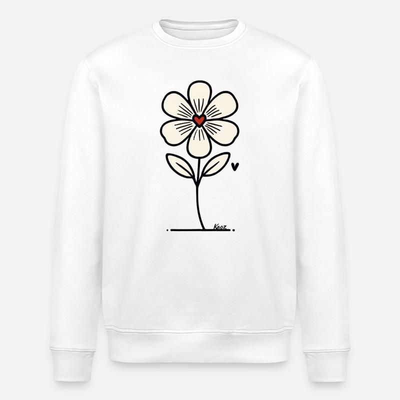Blume mit Herz - Stanley/Stella Unisex Bio-Sweatshirt ROLLER - Weiß
