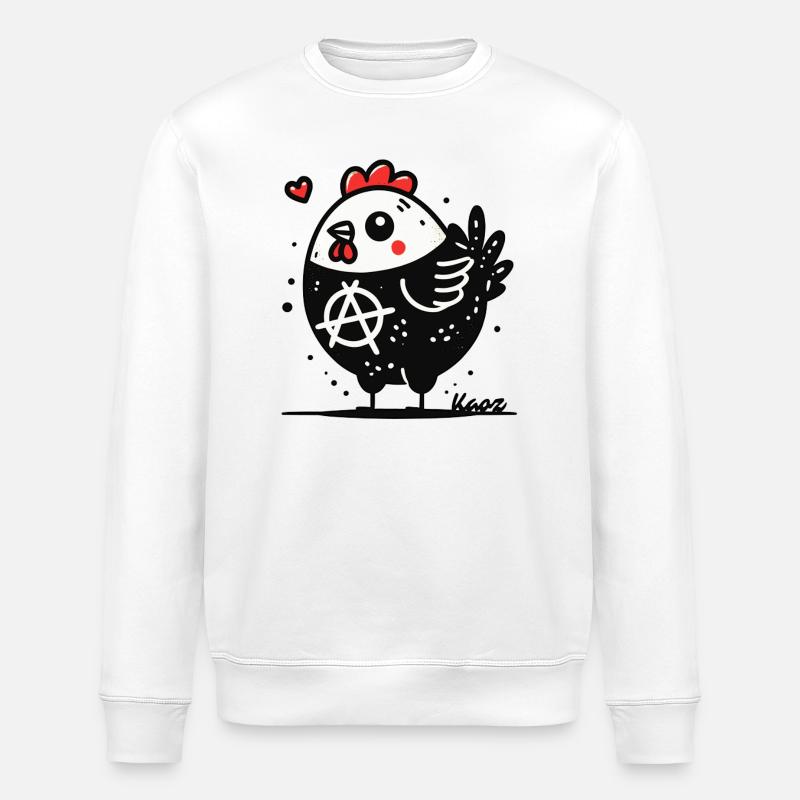 Funny Anarchy Chicken - Stanley/Stella ROLLER Unisex Organic Sweatshirt - white