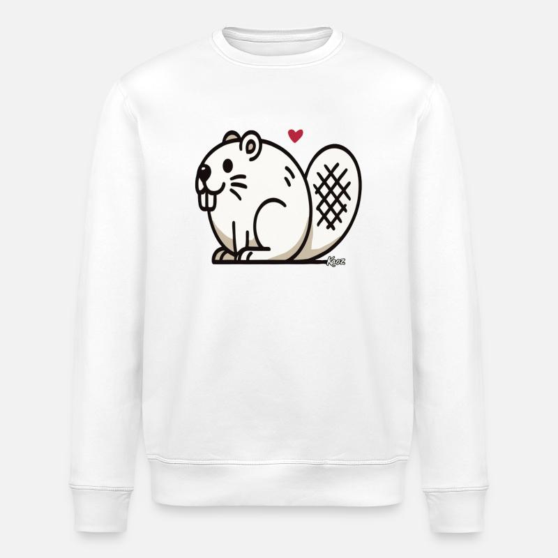 Lustiger dicker Biber - Stanley/Stella Unisex Bio-Sweatshirt ROLLER - Weiß