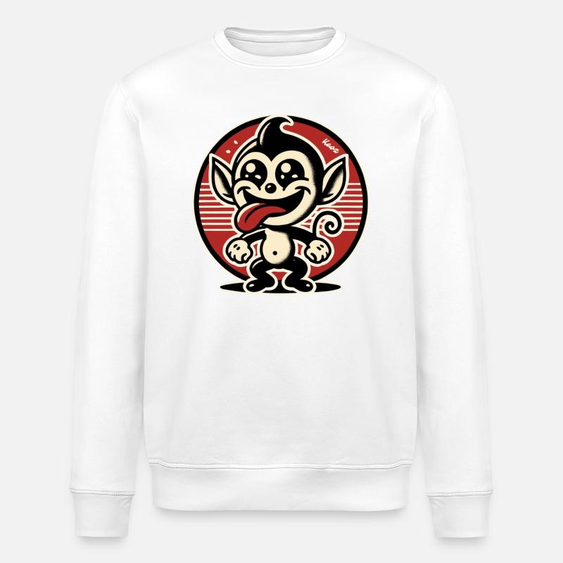 Cheerful little rascal monkey - Stanley/Stella ROLLER Unisex Organic Sweatshirt - white