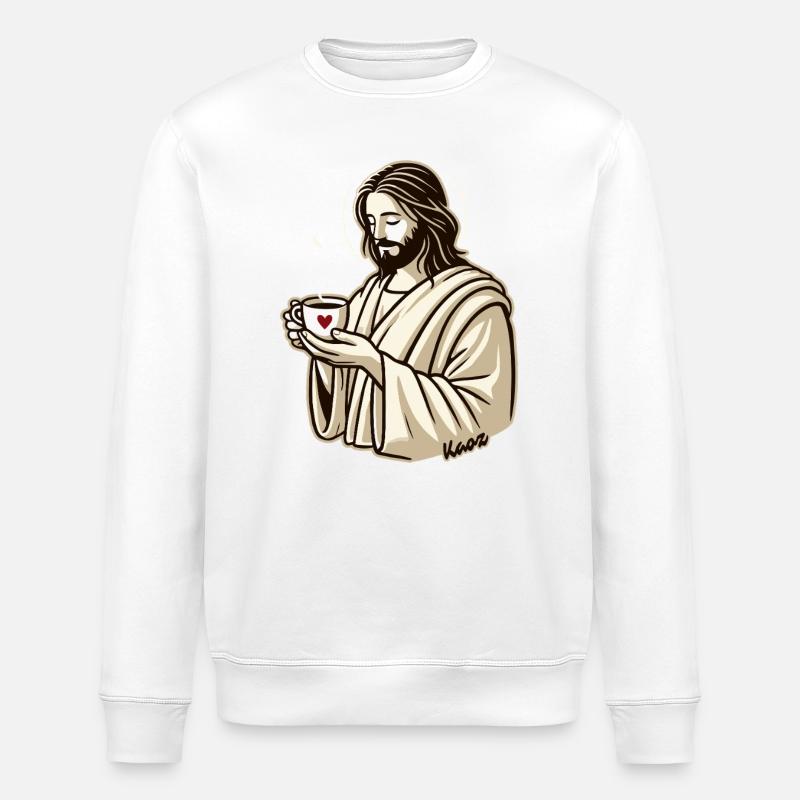 Jésus aime le café - Sweat bio ROLLER Stanley/Stella Unisexe - blanc