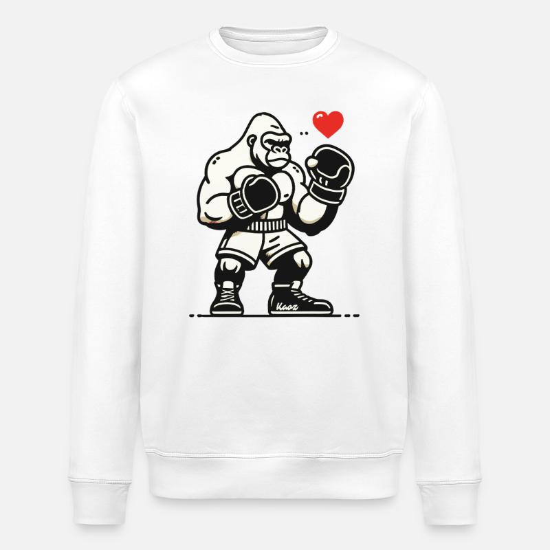 Boxer-Gorilla mit Herz - Stanley/Stella Unisex Bio-Sweatshirt ROLLER - Weiß