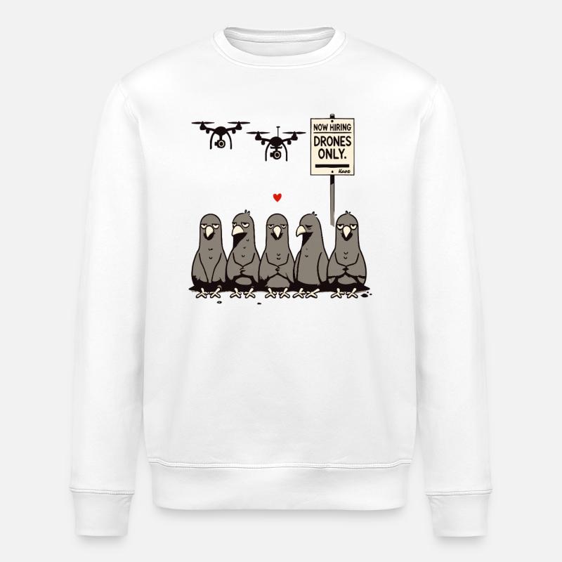 Pigeons unemployed – drones take over - Stanley/Stella ROLLER Unisex Organic Sweatshirt - white