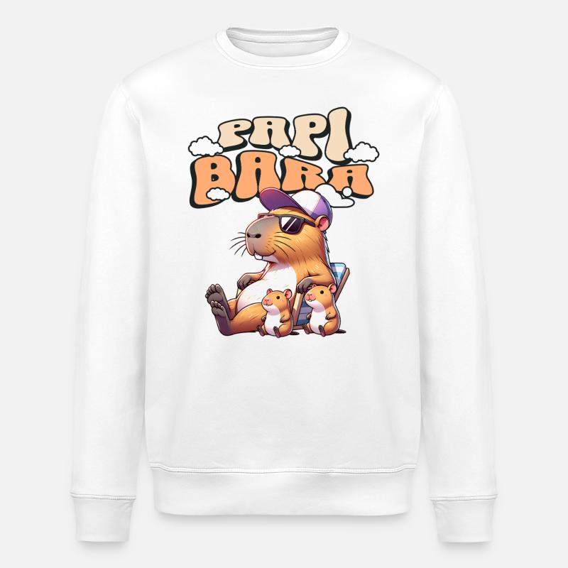 Papibara Capybara Père Papa - Sweat bio ROLLER Stanley/Stella Unisexe - blanc