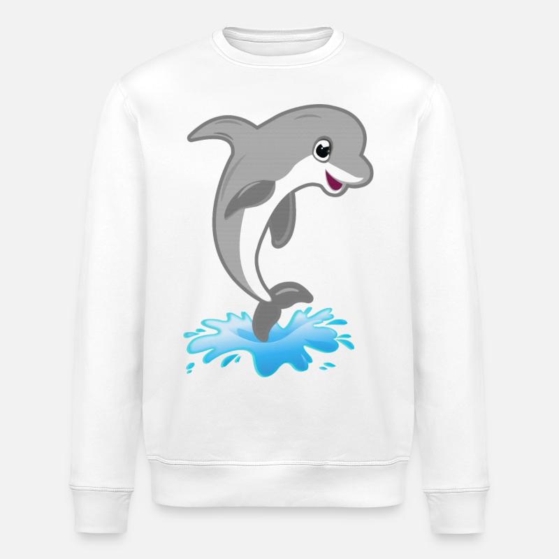 Dauphin mignon sautant - Sweat bio ROLLER Stanley/Stella Unisexe - blanc
