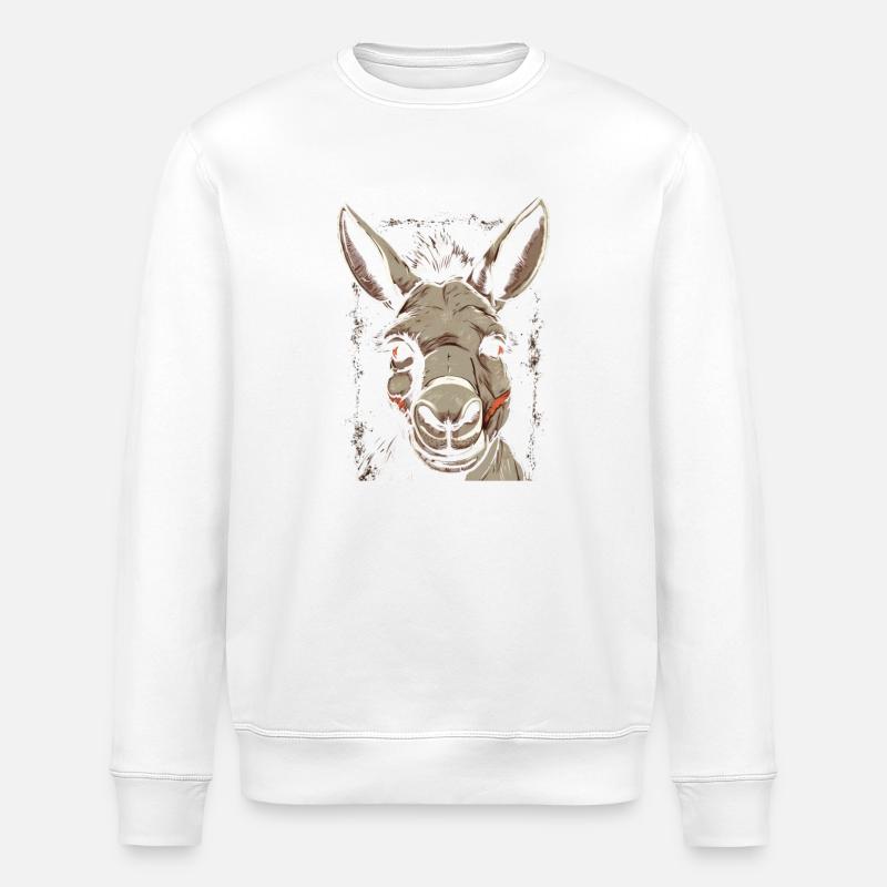 Esel Eselchen Maultier Muli - Stanley/Stella Unisex Bio-Sweatshirt ROLLER - Weiß