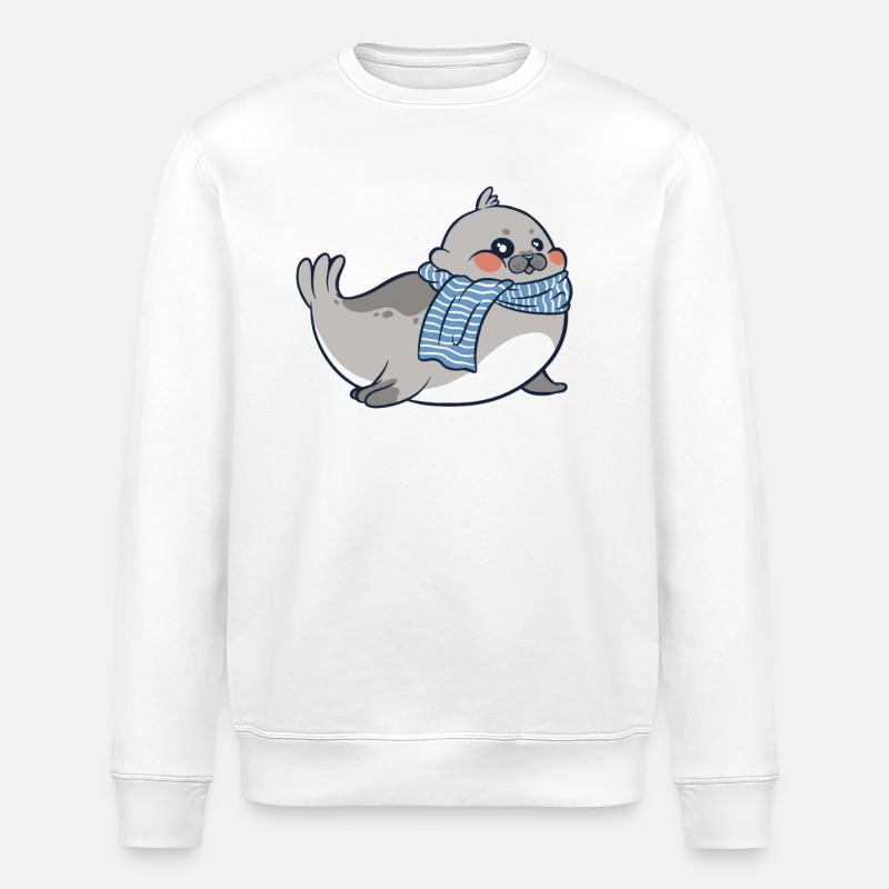 Robbe Robben Tier Seelöwe - Stanley/Stella Unisex Bio-Sweatshirt ROLLER - Weiß