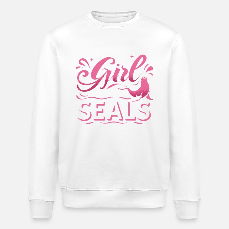 Robbe Robben Tier Seelöwe - Stanley/Stella Unisex Bio-Sweatshirt ROLLER - Weiß