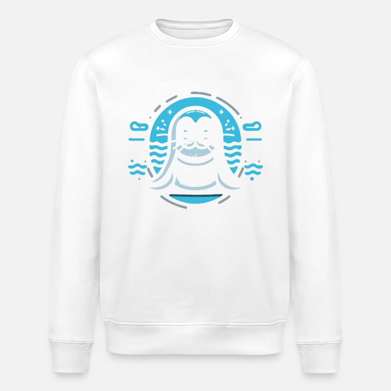 Robbe Robben Tier Seelöwe - Stanley/Stella Unisex Bio-Sweatshirt ROLLER - Weiß