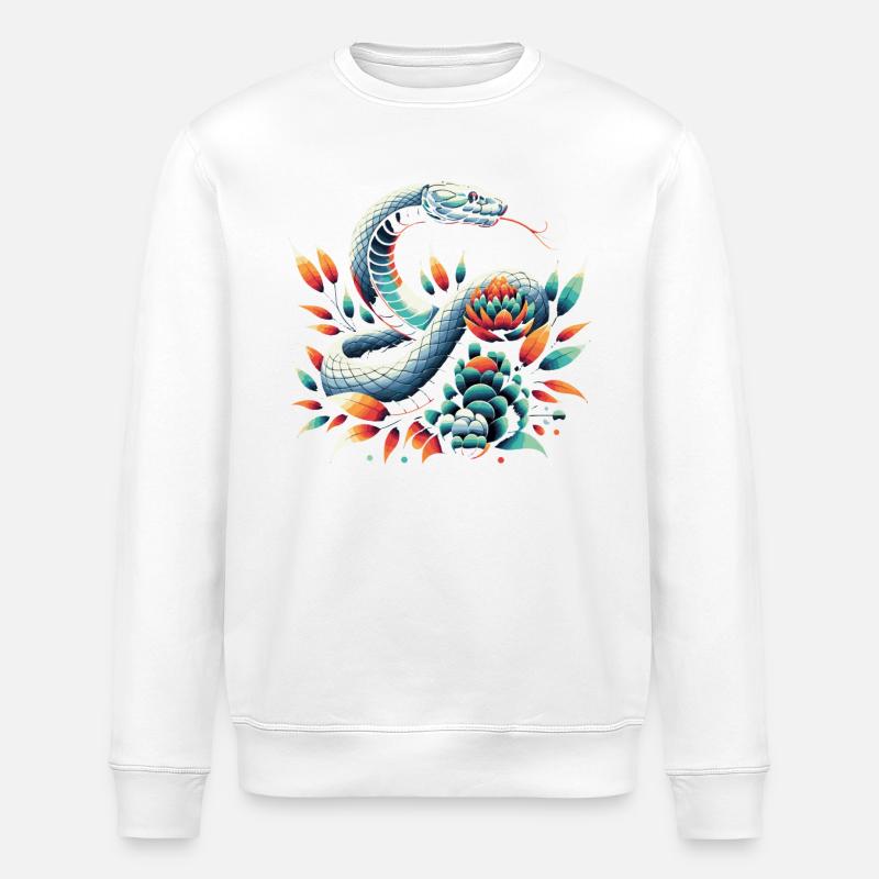 Schlange Schlangen Tier - Stanley/Stella Unisex Bio-Sweatshirt ROLLER - Weiß