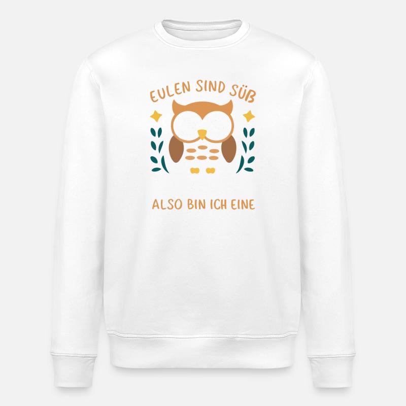 Nachteule Eule Eulen Vogel - Stanley/Stella Unisex Bio-Sweatshirt ROLLER - Weiß