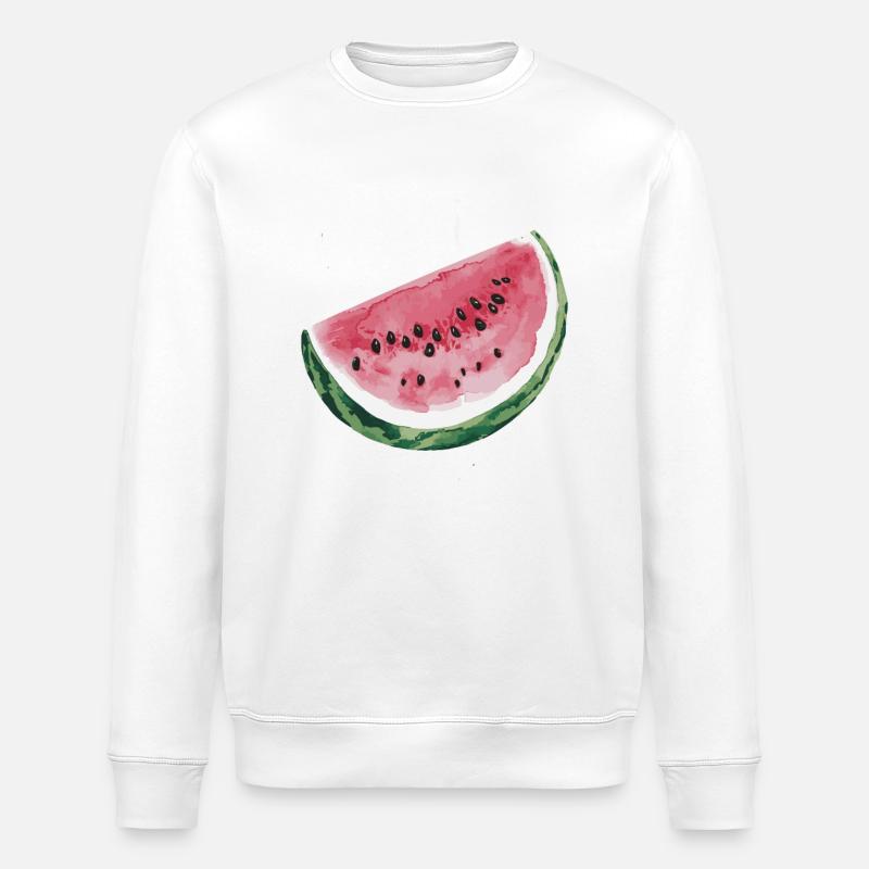 Watermelon Melon Fruit - Stanley/Stella ROLLER Unisex Organic Sweatshirt - white