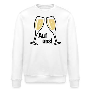 XAuf Uns! 2 Sektgläser (Sekt / Oval / Zu / 2C) - Stanley/Stella Unisex Bio-Sweatshirt ROLLER - Weiß - Vorne - Nik (191cm)