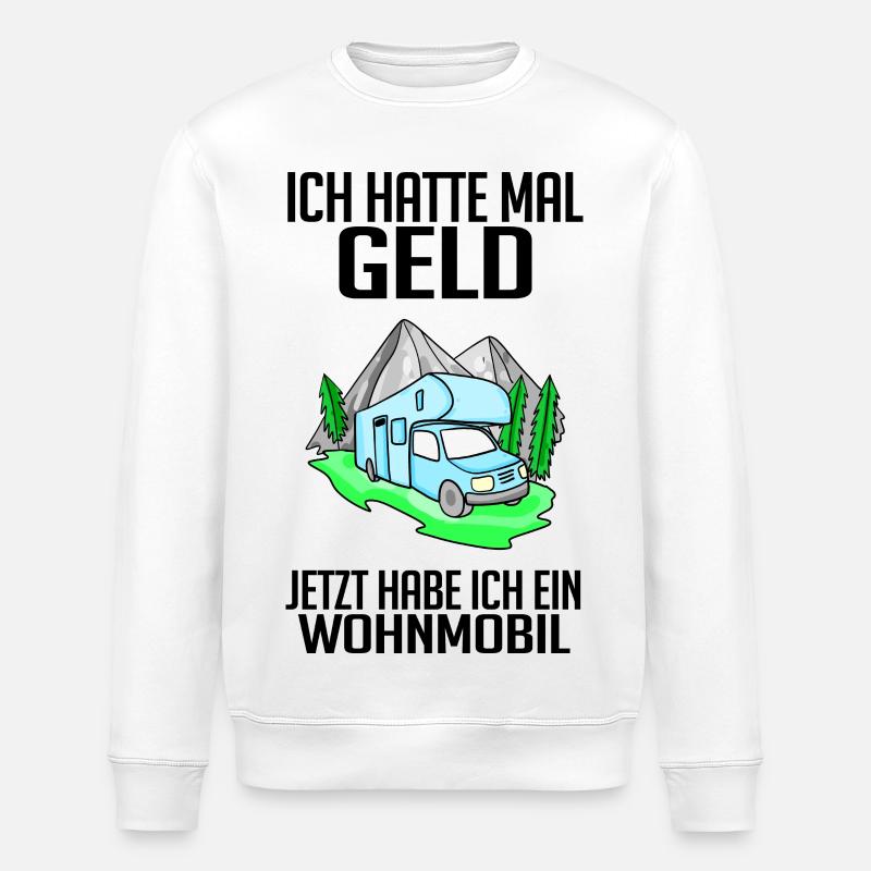 Wohnmobil Wohnwagen Campen Camping - Stanley/Stella Unisex Bio-Sweatshirt ROLLER - Weiß