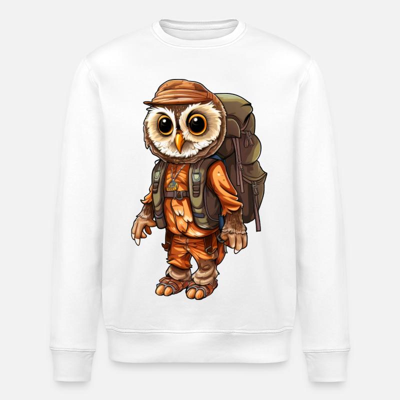 Eulen Bergsteiger / Wandern Eule - Stanley/Stella Unisex Bio-Sweatshirt ROLLER - Weiß
