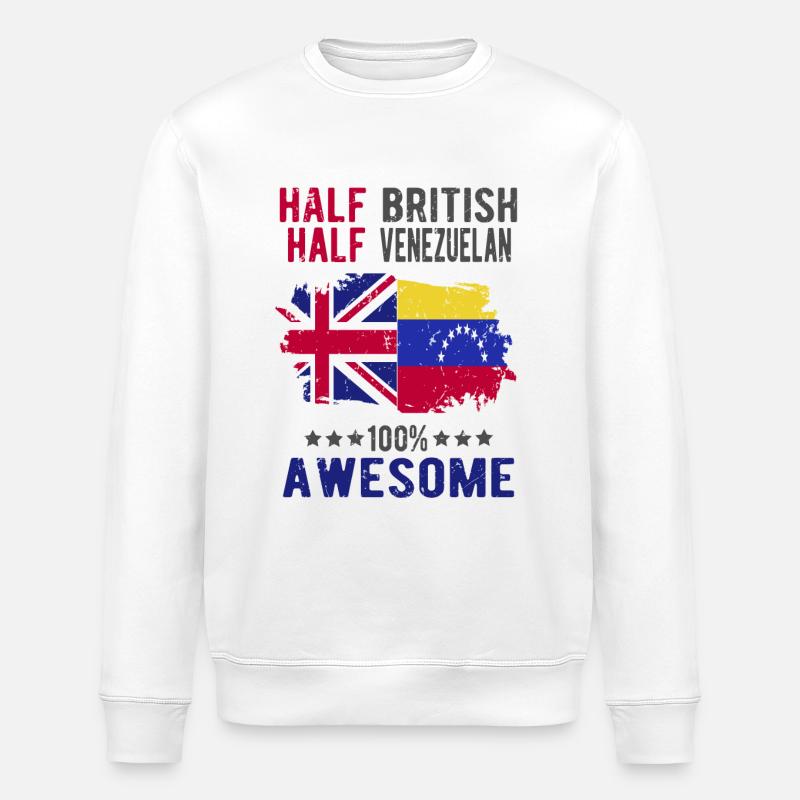 Half British Half Venezuelan - Stanley/Stella ROLLER Unisex Organic Sweatshirt - white