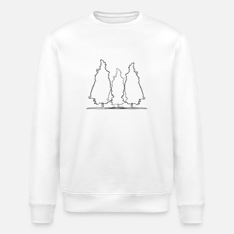 Tree Forest Lineart - Stanley/Stella ROLLER Unisex Organic Sweatshirt - white