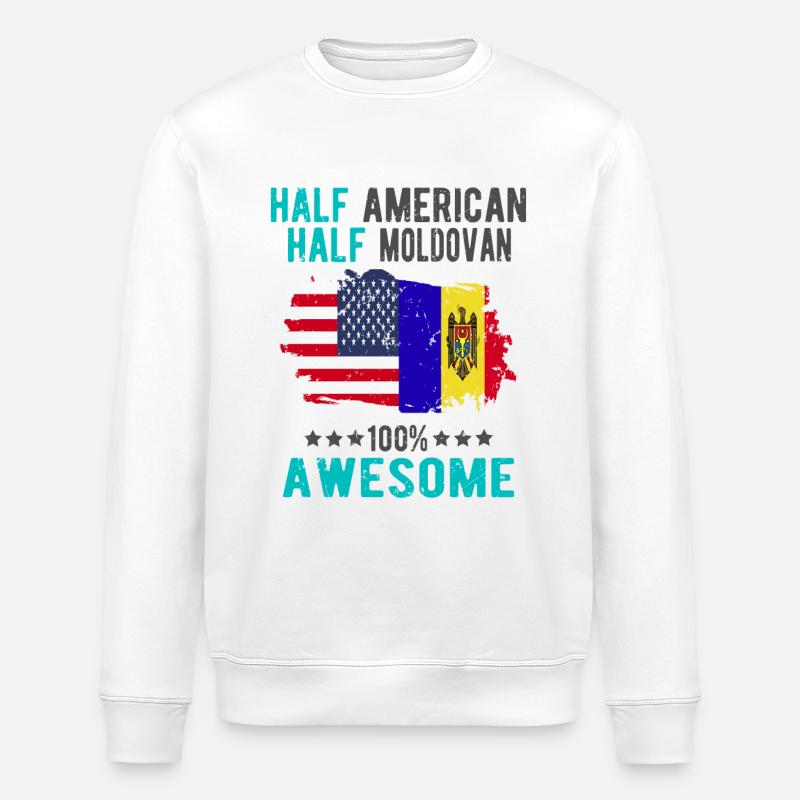 Half American Half Moldovans - Stanley/Stella ROLLER Unisex Organic Sweatshirt - white