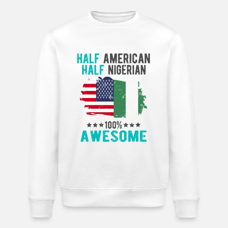 Half American Half Nigerian - Stanley/Stella ROLLER Unisex Organic Sweatshirt - white