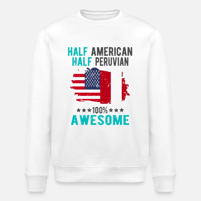 Half American Half Peruvian - Stanley/Stella ROLLER Unisex Organic Sweatshirt - white