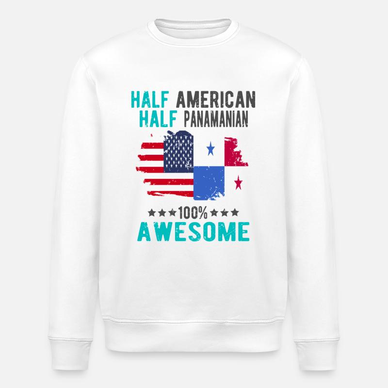 Half American Half Panamania - Stanley/Stella ROLLER Unisex Organic Sweatshirt - white
