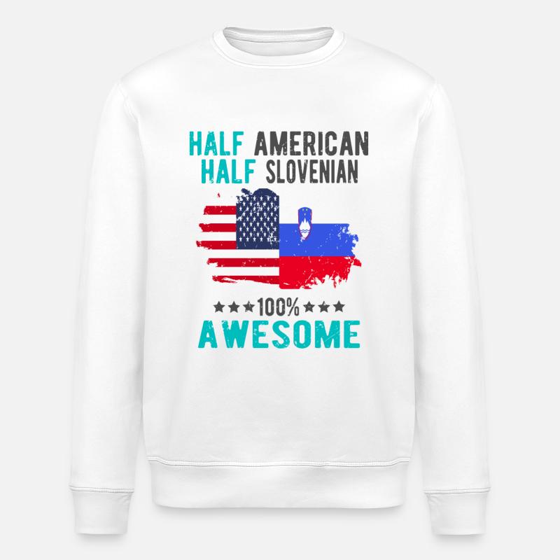 Halb Amerikaner Halb Slowenier - Stanley/Stella Unisex Bio-Sweatshirt ROLLER - Weiß