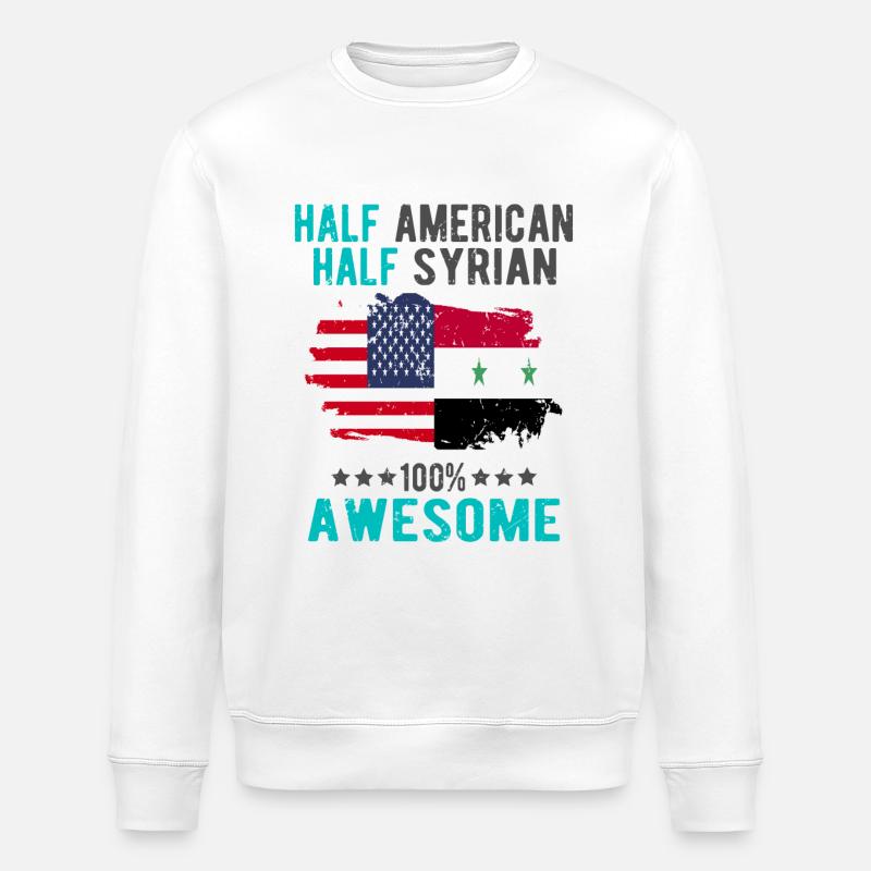 Halb Amerikaner Halb Syrier - Stanley/Stella Unisex Bio-Sweatshirt ROLLER - Weiß