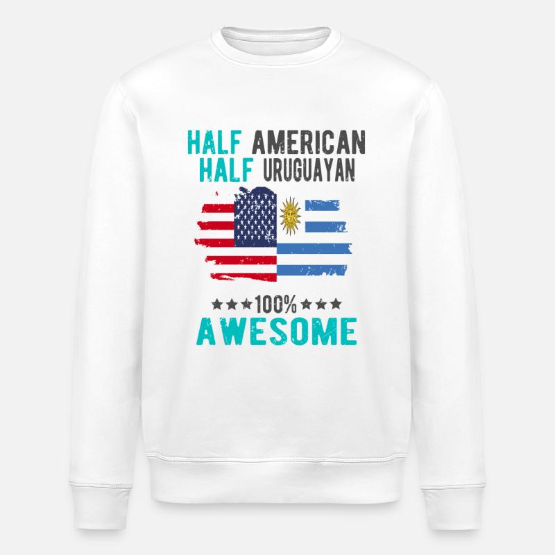 Half American Half Uruguayan - Stanley/Stella ROLLER Unisex Organic Sweatshirt - white