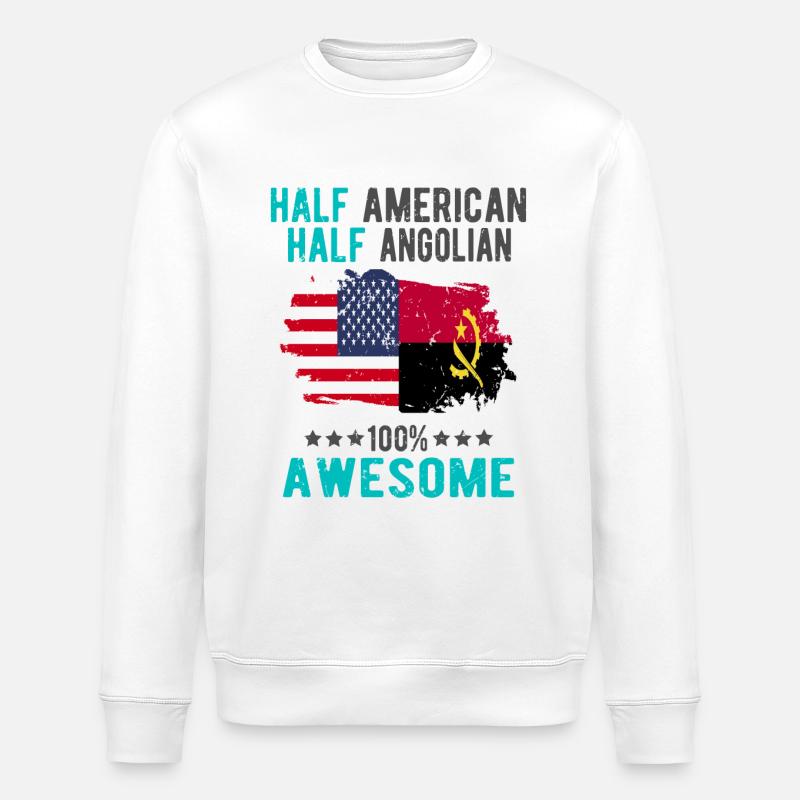 Half American Half Angolan - Stanley/Stella ROLLER Unisex Organic Sweatshirt - white