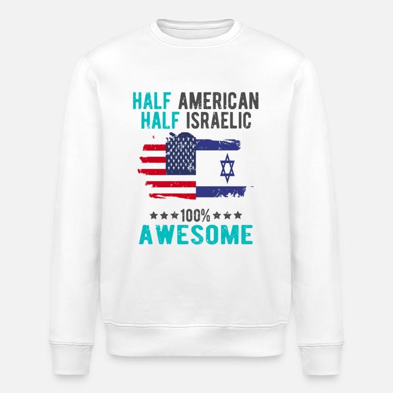 Half American Half Isreali - Stanley/Stella ROLLER Unisex Organic Sweatshirt - white