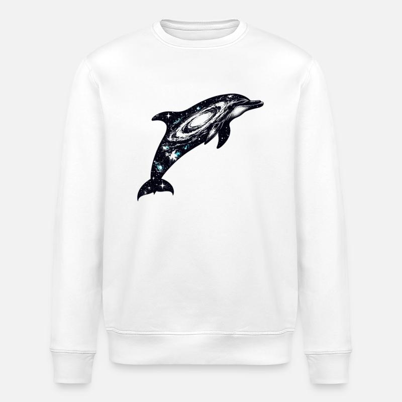 Dolphin Space Galaxy Universum - Stanley/Stella Unisex Bio-Sweatshirt ROLLER - Weiß