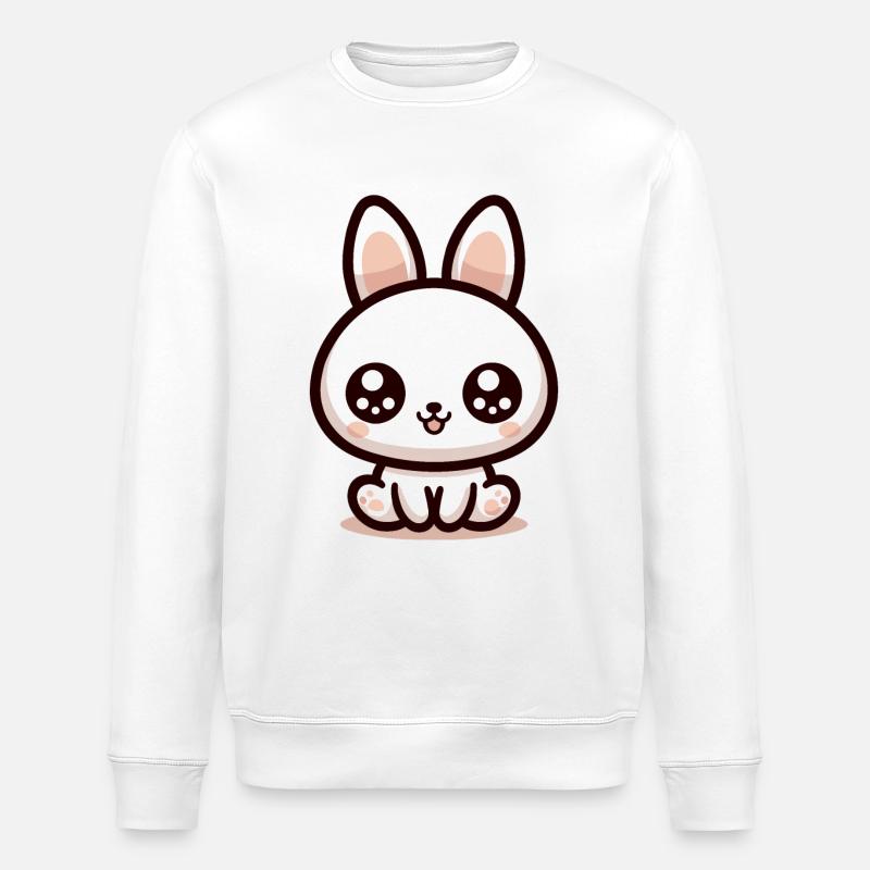 Rabbit Bubble Tea Kawaii - Stanley/Stella ROLLER Unisex Organic Sweatshirt - white