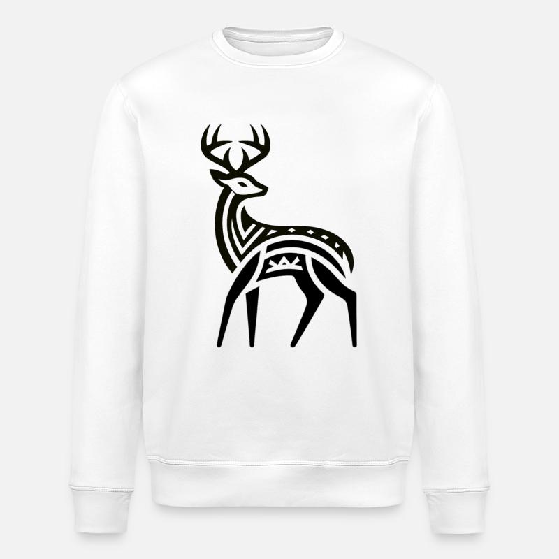 Hirsch Indianer-Indianer-Tierkreiszeichen - Stanley/Stella Unisex Bio-Sweatshirt ROLLER - Weiß