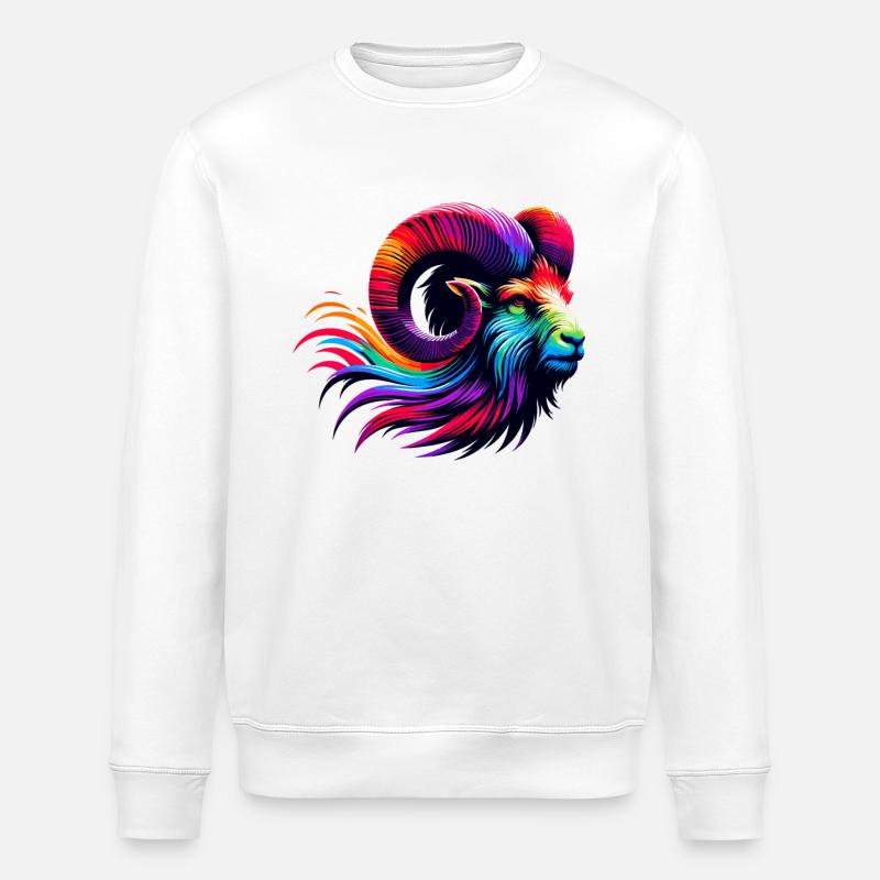 Widder Sternzeichen Lebendiges Regenbogen-Design - Stanley/Stella Unisex Bio-Sweatshirt ROLLER - Weiß