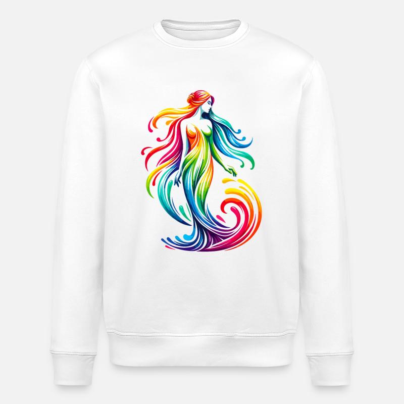 Jungfrau Sternzeichen Lebendiges Regenbogen-Design - Stanley/Stella Unisex Bio-Sweatshirt ROLLER - Weiß