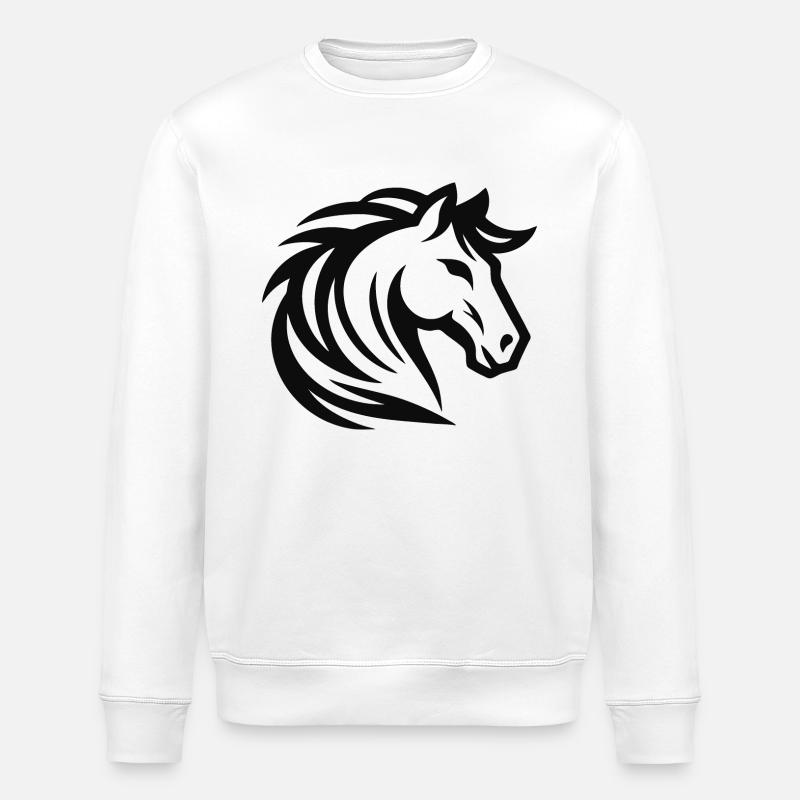 Elegantes Pferde Motiv - Stanley/Stella Unisex Bio-Sweatshirt ROLLER - Weiß