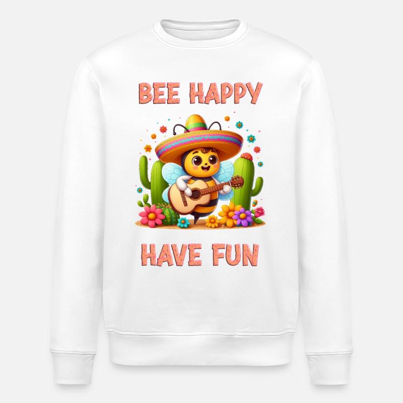 Bee Happy - Have Fun 6 - Stanley/Stella ROLLER Unisex Organic Sweatshirt - white