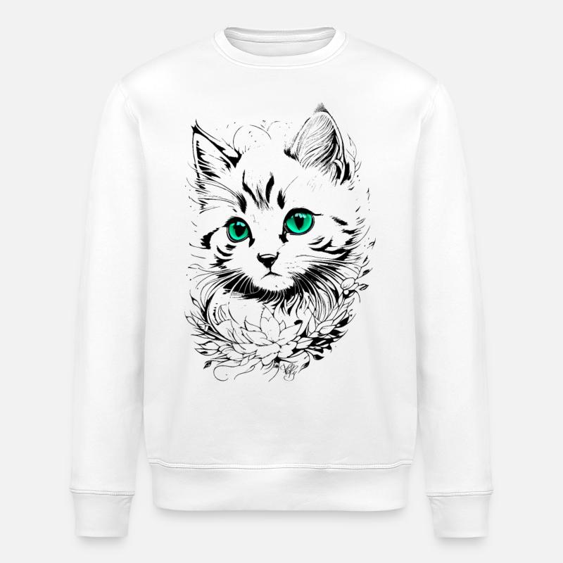 Kitten Tattoo 🐾 2 - Stanley/Stella ROLLER Unisex Organic Sweatshirt - white