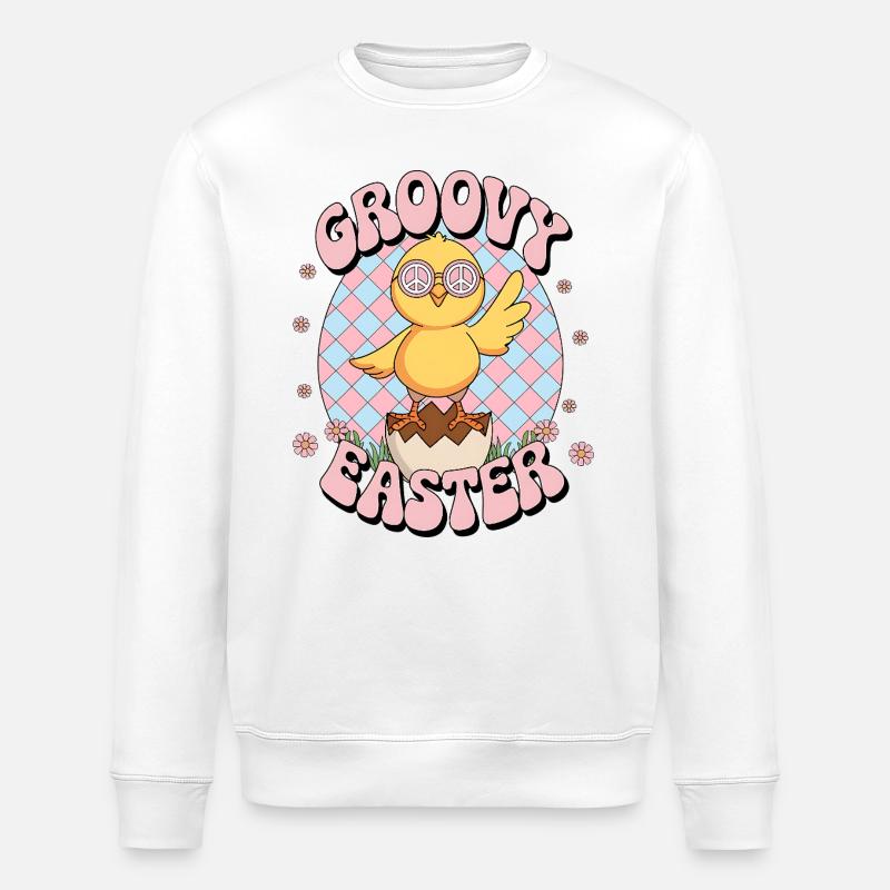 Groovy Easter - Stanley/Stella ROLLER Unisex Organic Sweatshirt - white