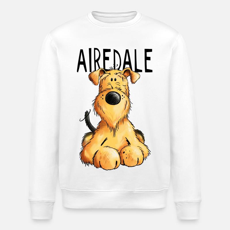 Witziger Airedale Terrier - Hund - Geschenk - Stanley/Stella Unisex Bio-Sweatshirt ROLLER - Weiß