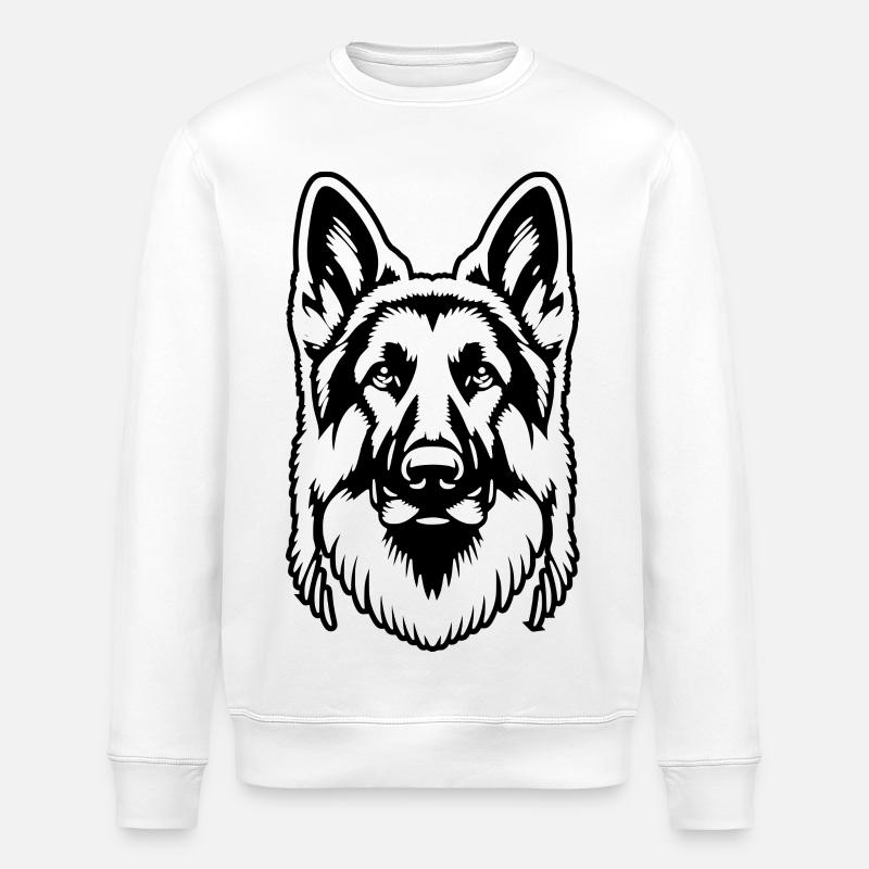 German Shepherd black silhouette from head - Stanley/Stella ROLLER Unisex Organic Sweatshirt - white