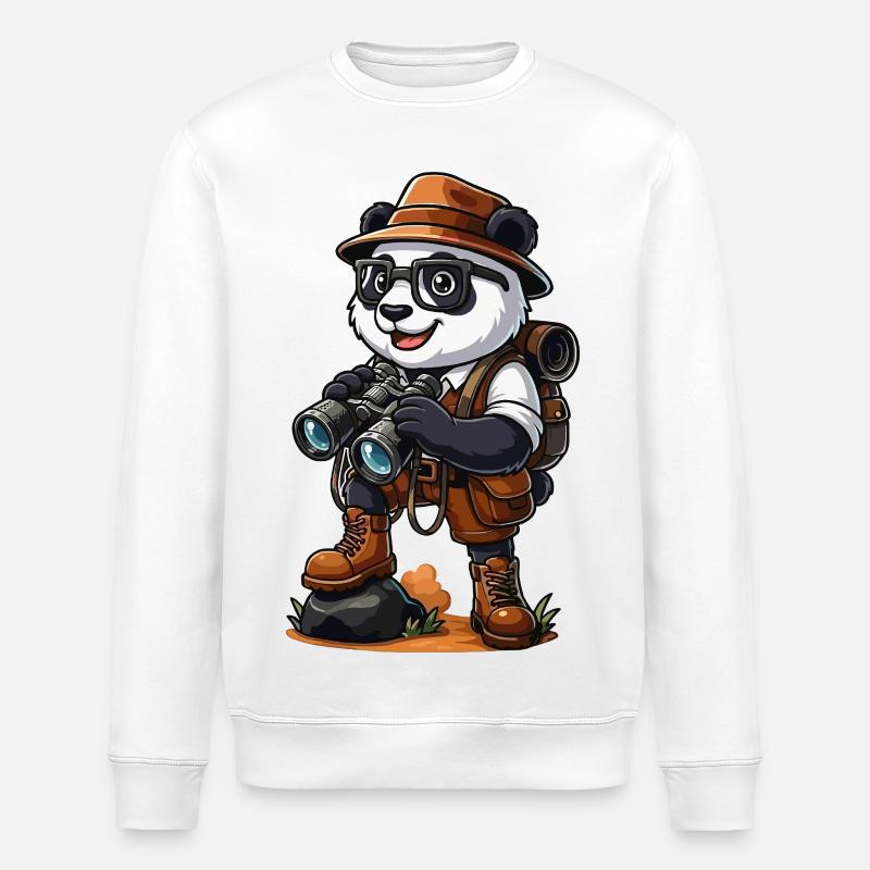 Lustiges Panda-Entdecker-Wandern-Camping-Abenteuer - Stanley/Stella Unisex Bio-Sweatshirt ROLLER - Weiß