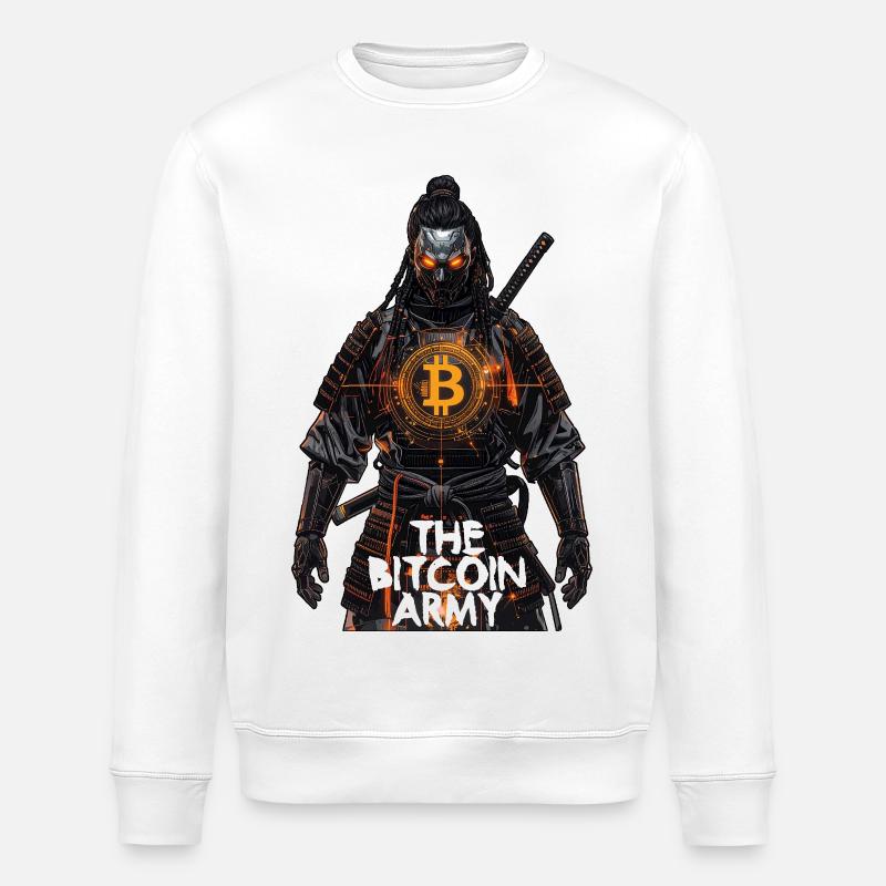 Bitcoin Bazooka – Die Bitcoin-Armee – Samurai 01 - Stanley/Stella Unisex Bio-Sweatshirt ROLLER - Weiß